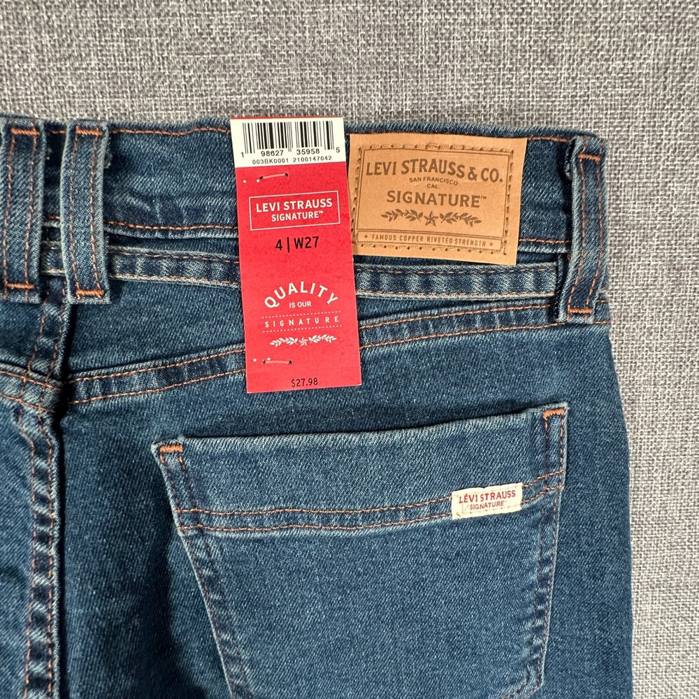 Levi's Signature Tie Waist Vintage Wide Leg Jeans Womens Size 4 W27 Blue NEW - Picture 10 of 12